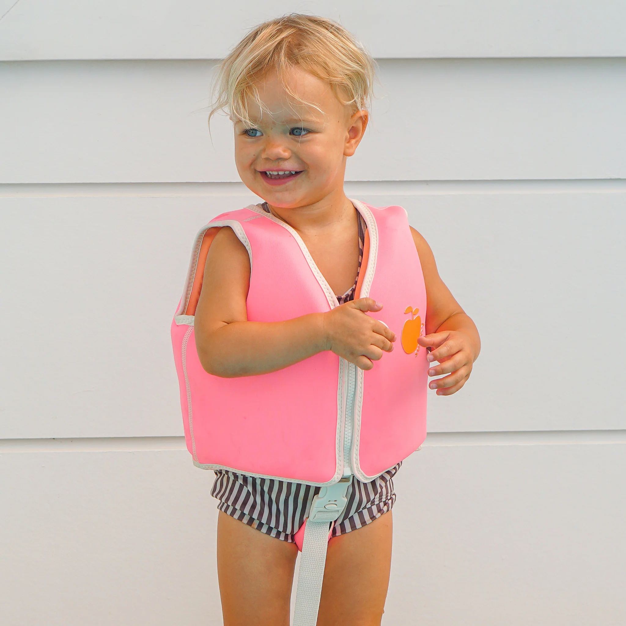 Kids Swim Vest 1-2 - Poppy the Peach Neon Pink - Image 3