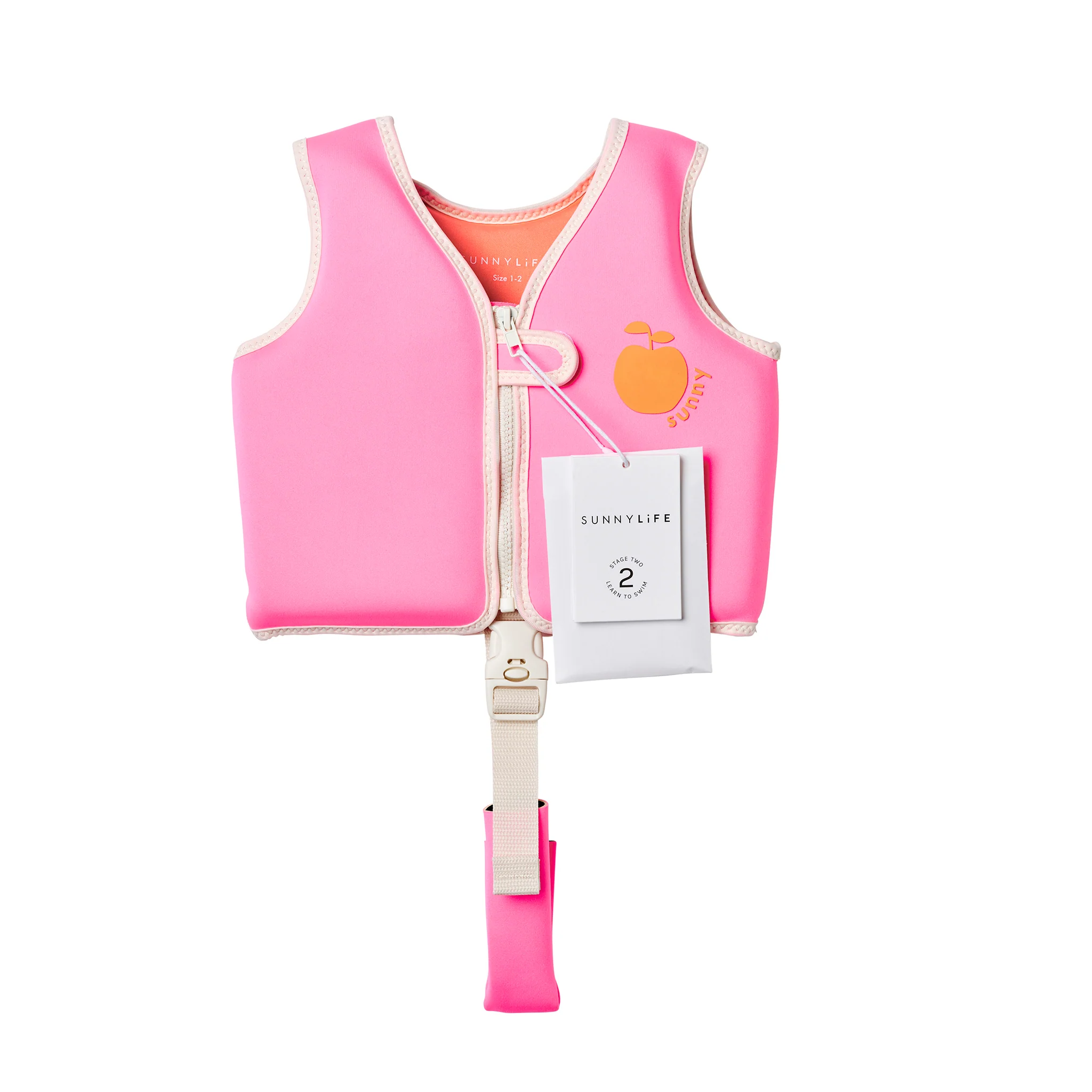 Kids Swim Vest 1-2 - Poppy the Peach Neon Pink - Image 7