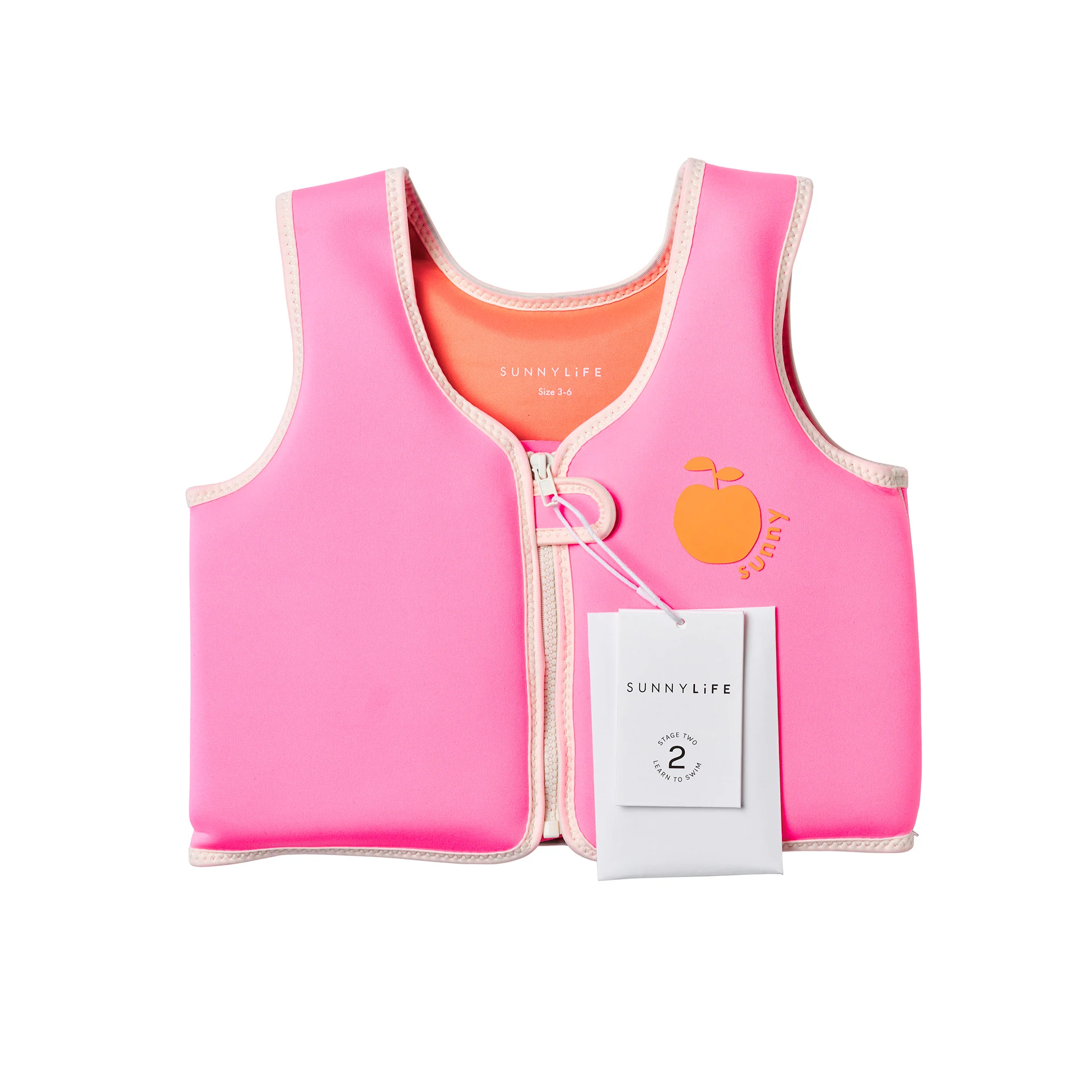 Kids Swim Vest 3-6 - Poppy the Peach Neon Pink - Image 10