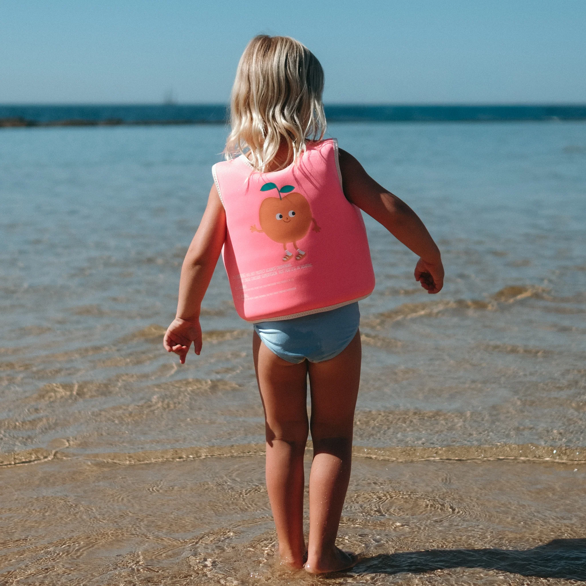 Kids Swim Vest 3-6 - Poppy the Peach Neon Pink - Image 3