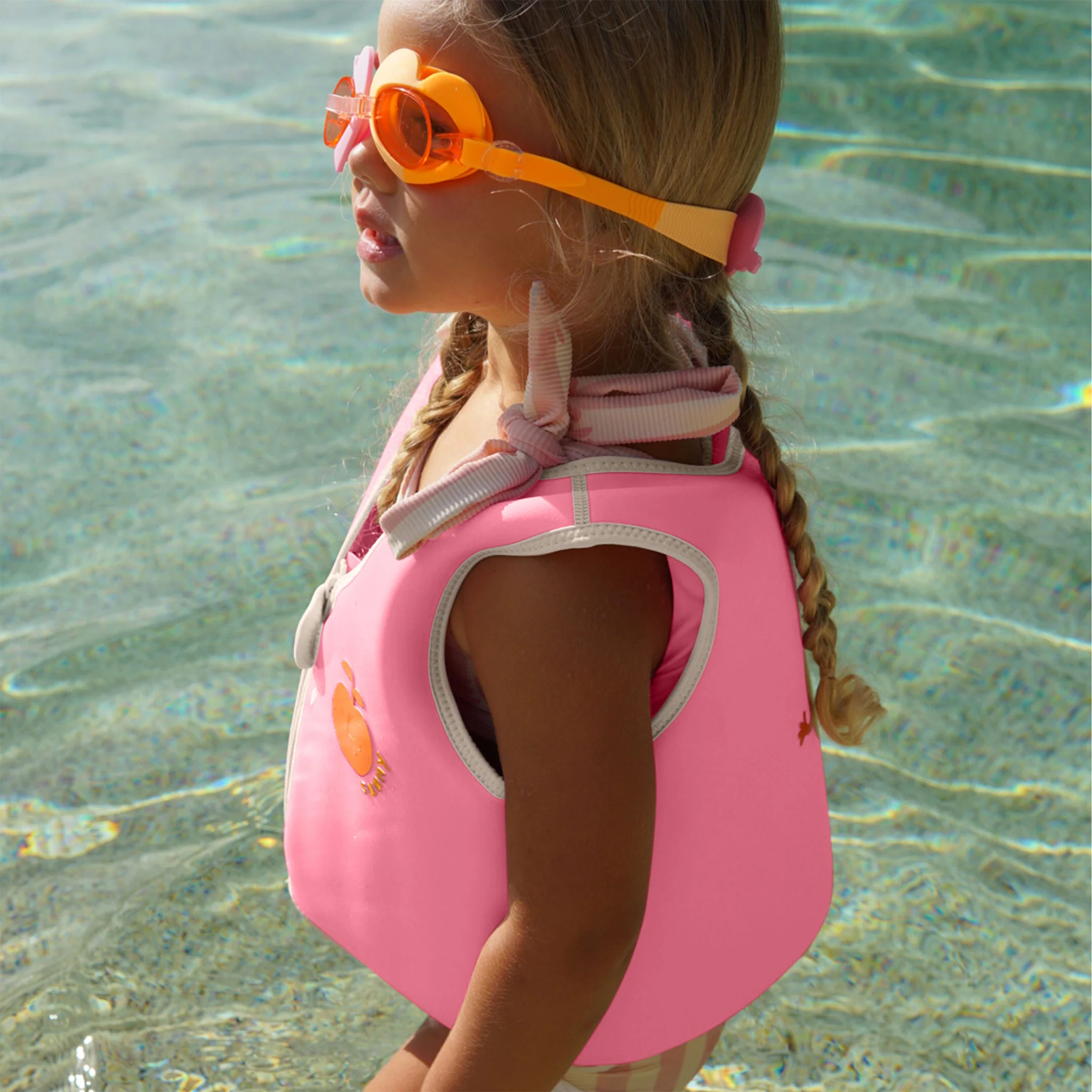 Kids Swim Vest 3-6 - Poppy the Peach Neon Pink - Image 6