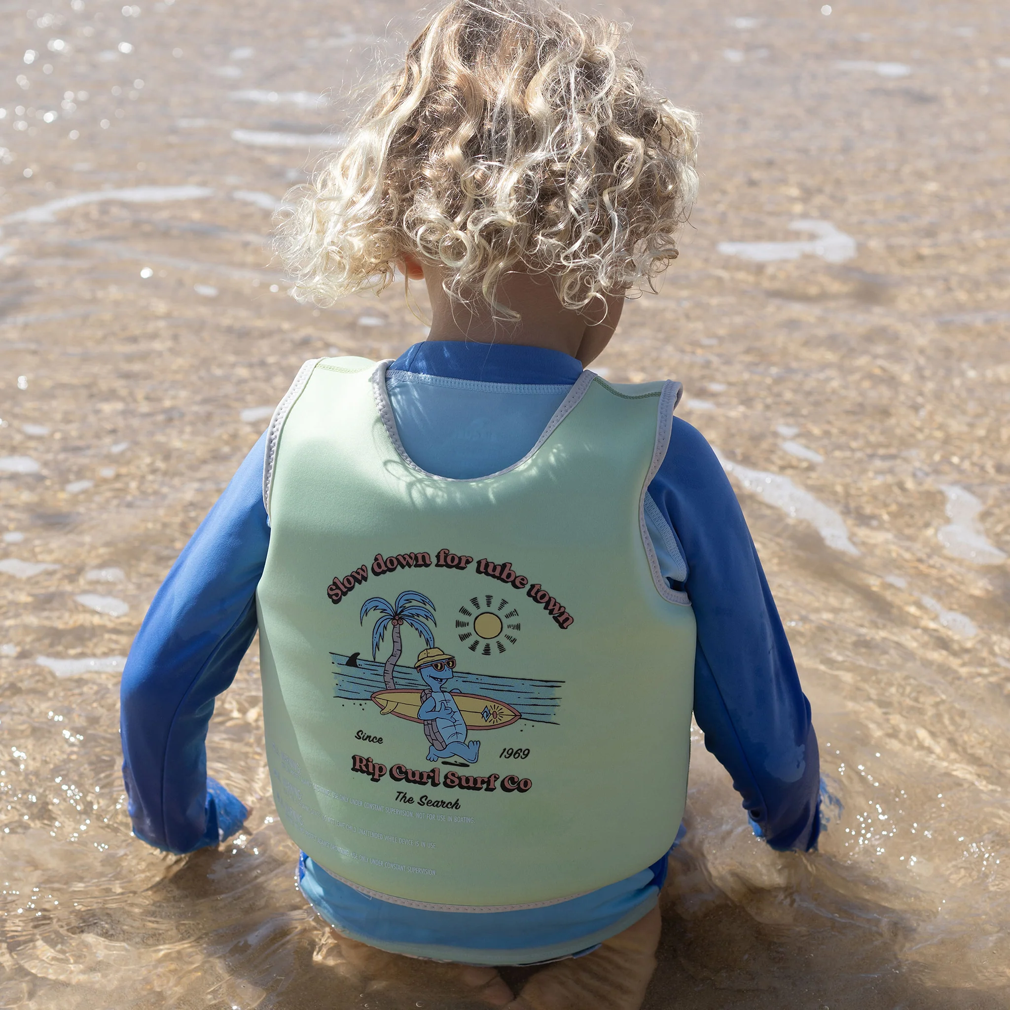 Kids Swim Vest 3-6 Shred Turtle Aqua - Image 2