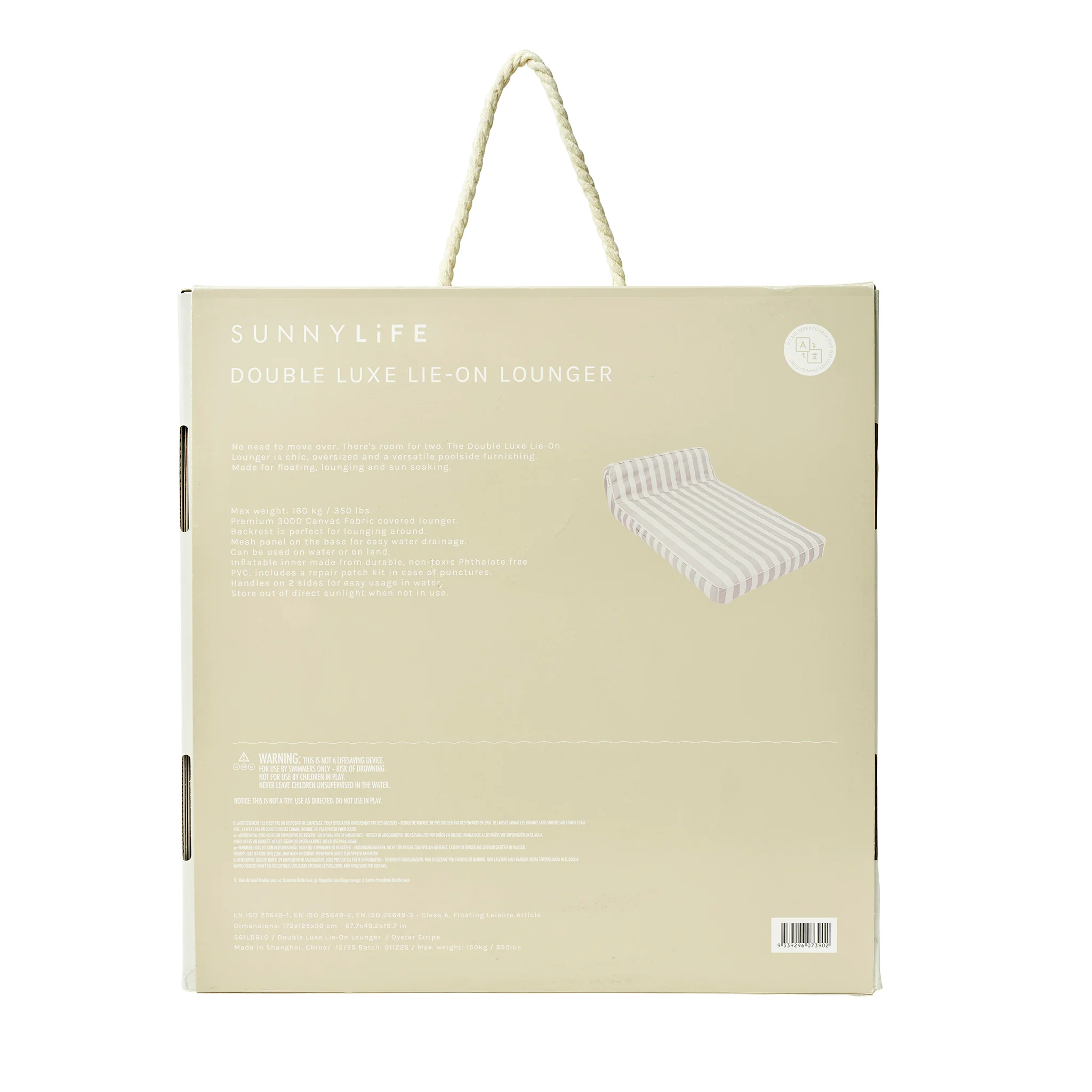 Luxe Double Lounger - Oyster Stripe - Image 9