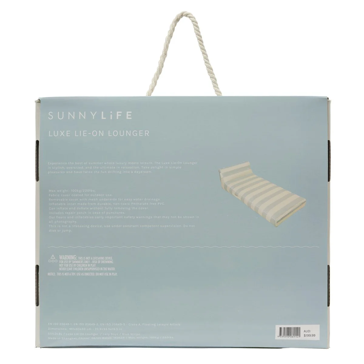 Luxe Lie-On Lounger - Blue Stripe - Image 5