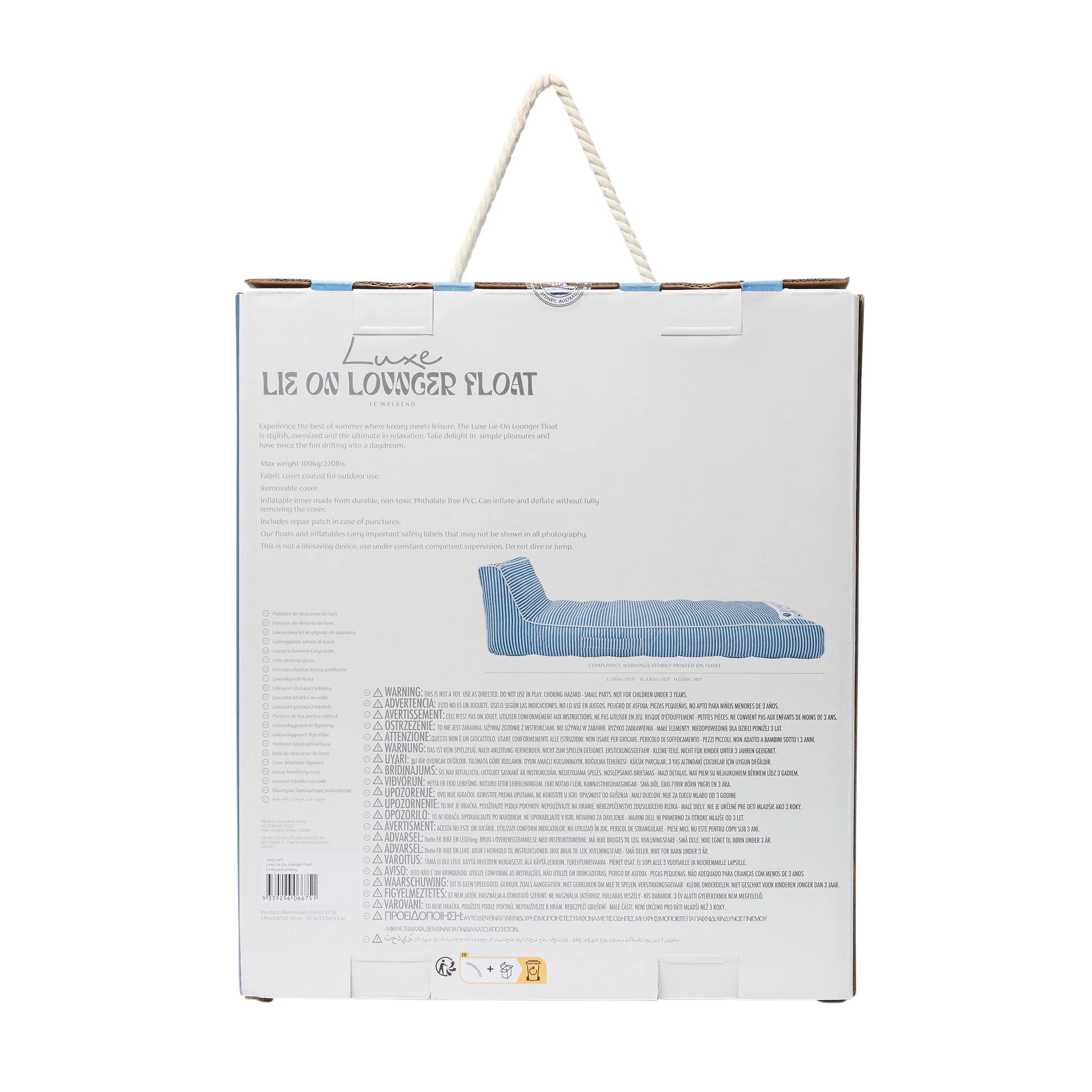 Luxe Lie-On Lounger - Navy Stripe - Image 10