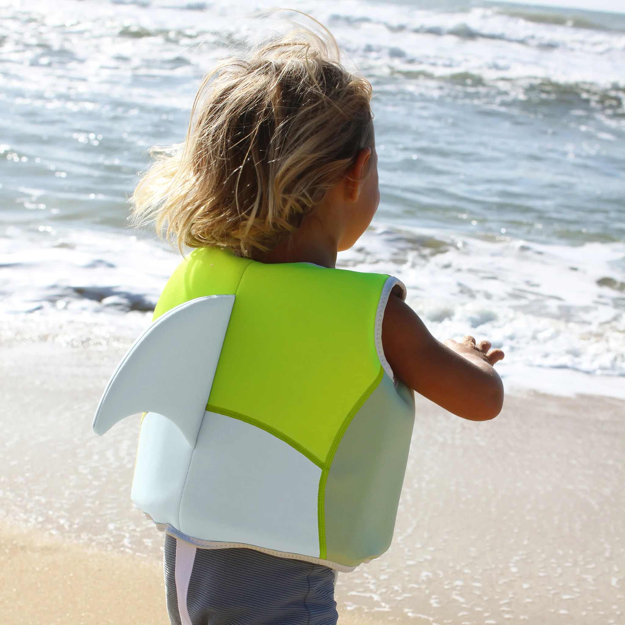 Swim Vest 2-3 - Shark Tribe Blue Neon Citrus - Image 5